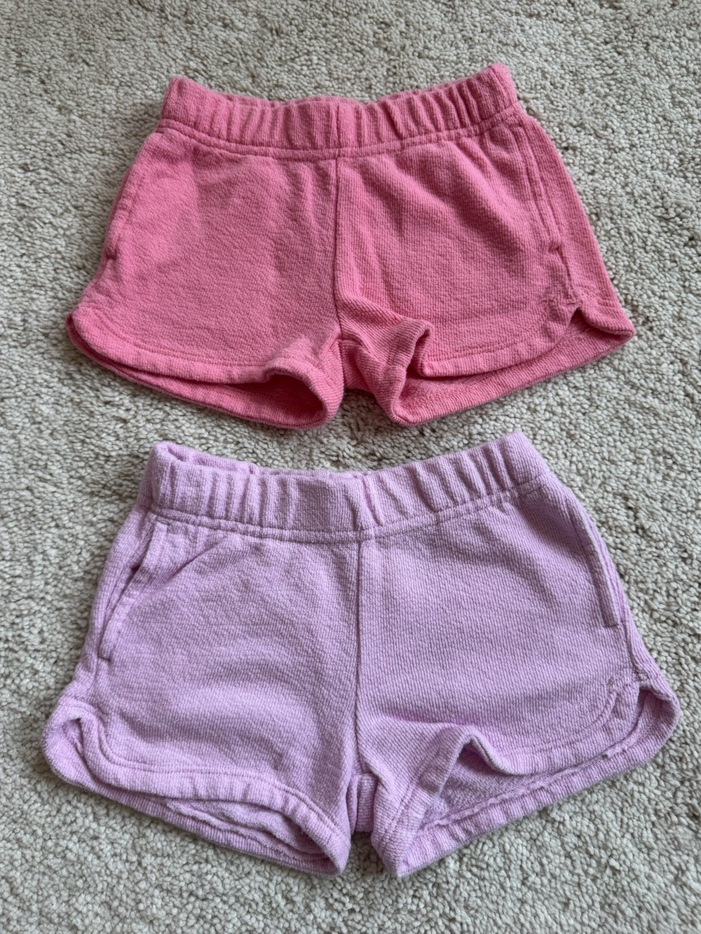 2T Girls' Pink & Light Pink Terry Shorts - Pack of 2